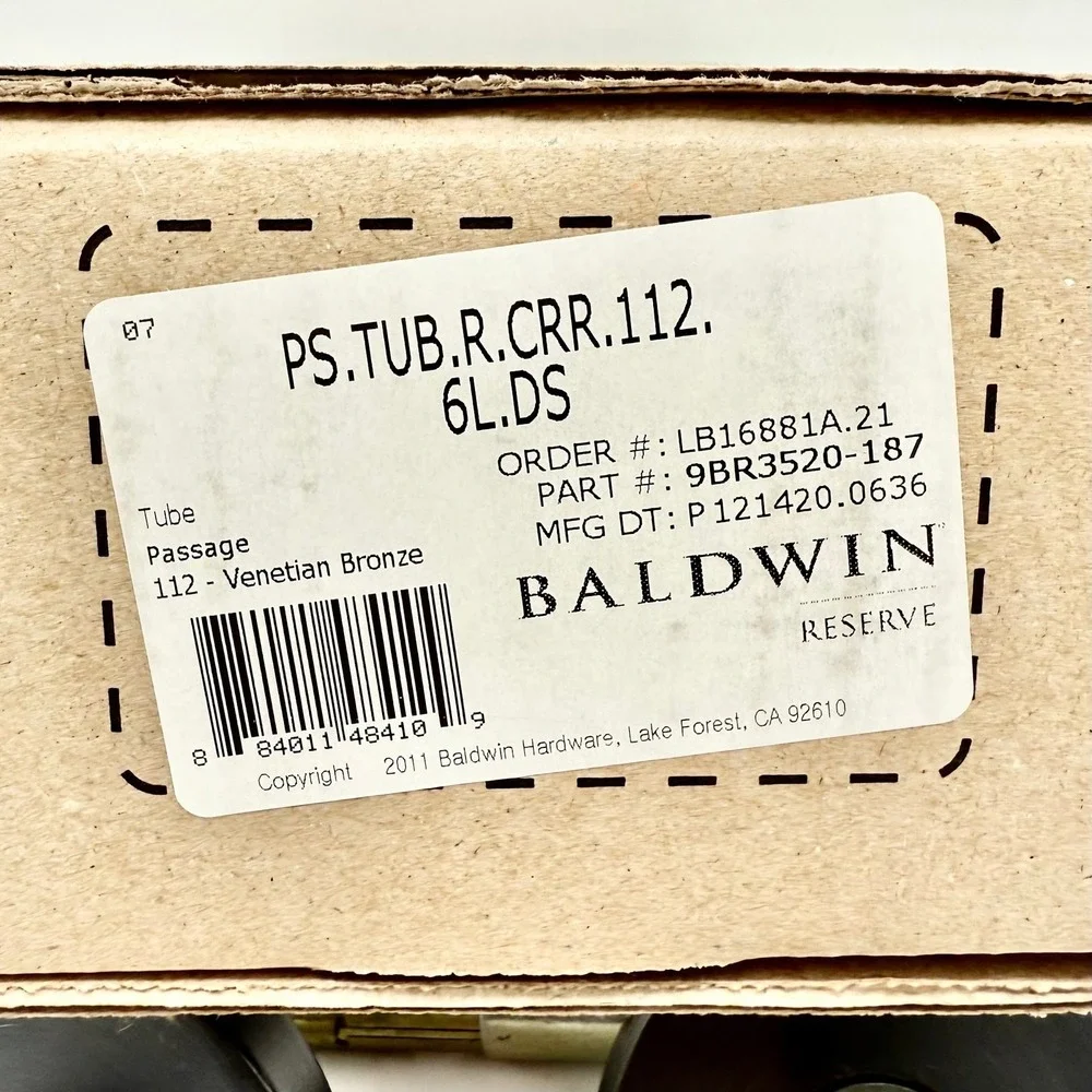 Baldwin Reserve Tube Passage Door Lever Set Venetian Bronze 9BR3520-187 Open Box